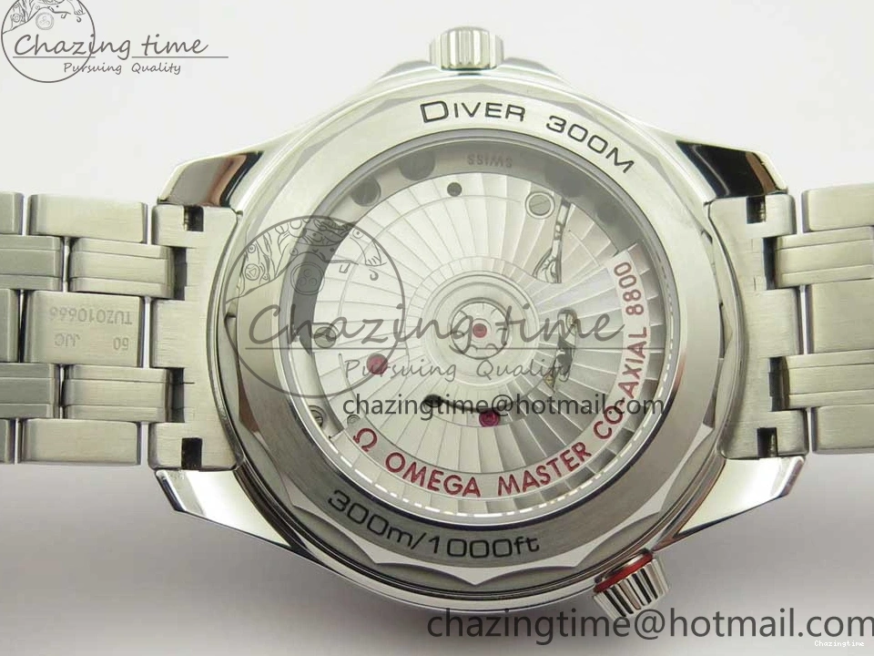 0113 Effortless 2018 Seamaster Diver 300M OMF Best Edition Blue Ceramic Gray Dial on SS Bracelet A8800 (Black Balance Wheel) 7958